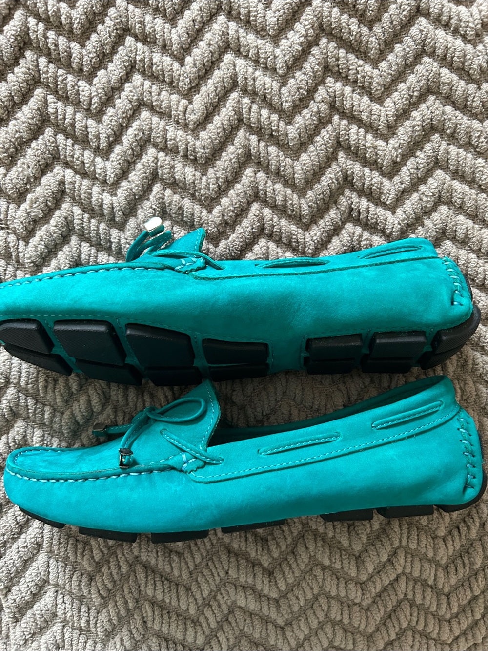 Saks Fifth Avenue Teal Suede Moccasin Loafers - Picture 5 of 8